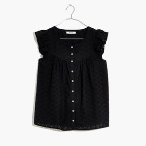 Madewell Ruffle-Sleeve Bib Top Size S